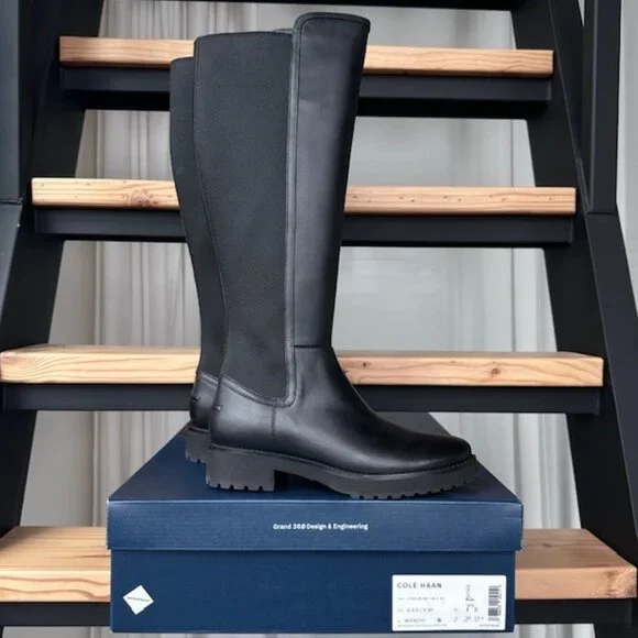 New Cole Haan Lyndon Equestrian Waterproof Boots - 7.5 Black - Picture 9 of 10